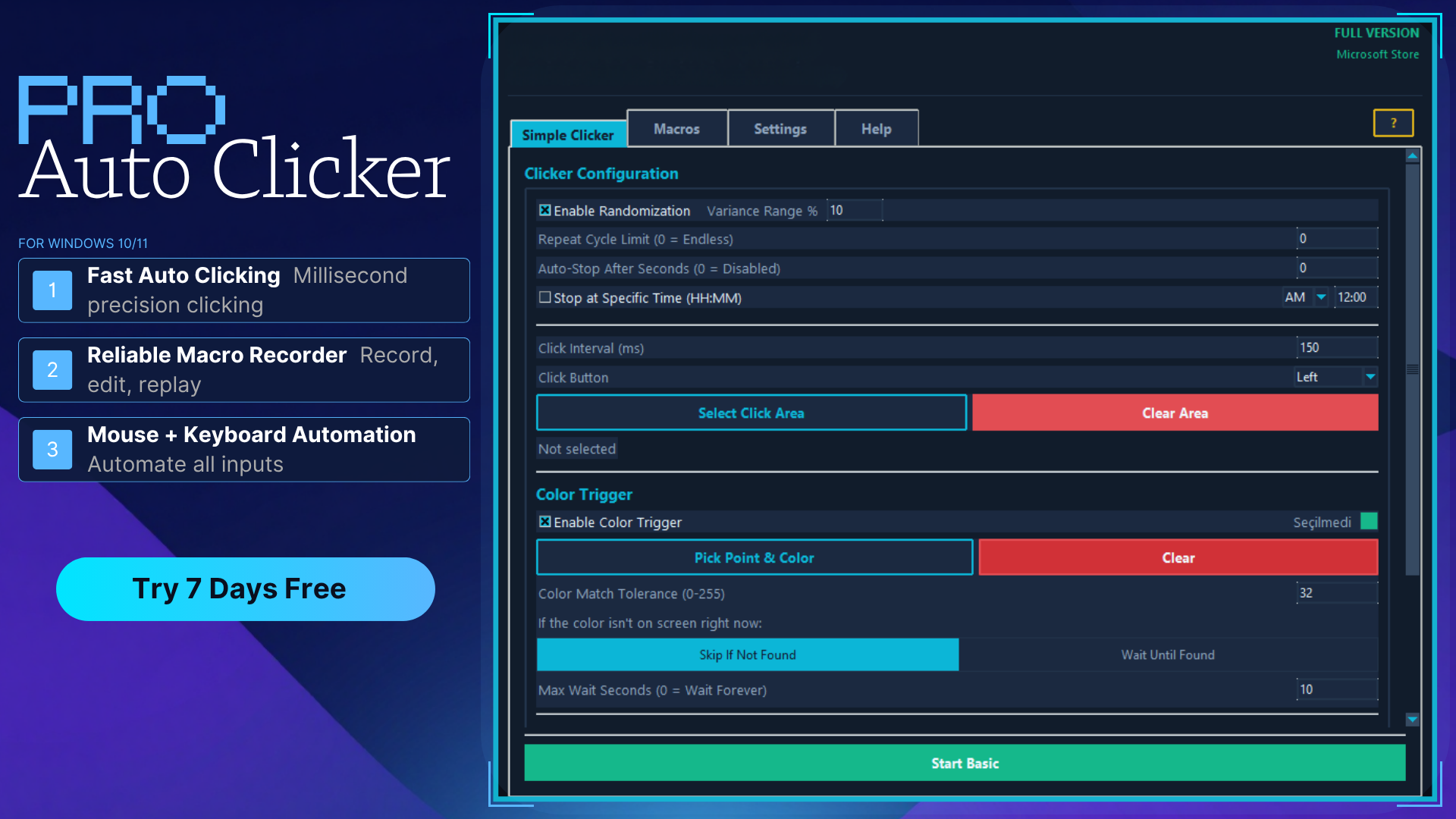 Pro Auto Clicker Arayüzü